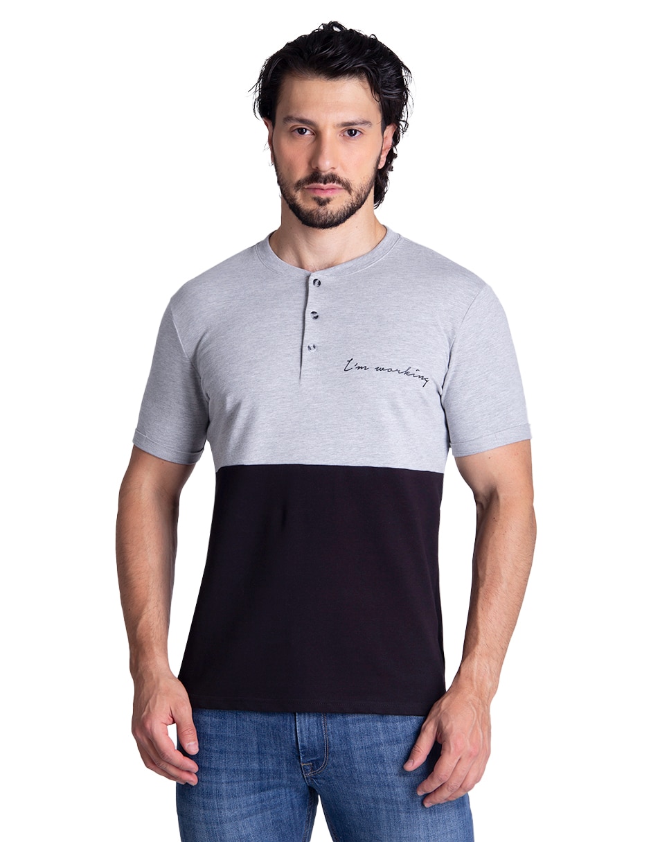 Playera Silver Plate cuello henley para hombre Suburbia