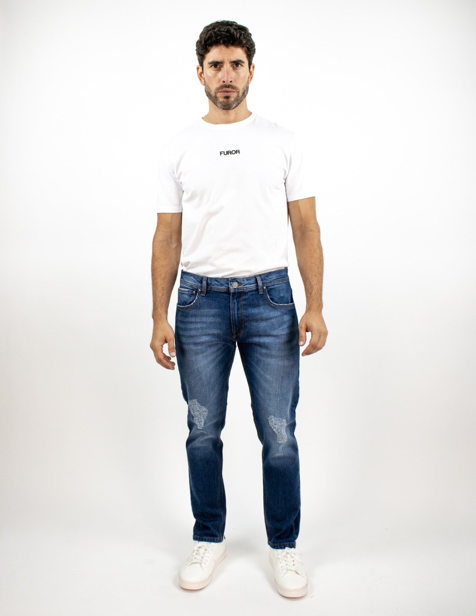 Jeans slim deslavado para hombre 3