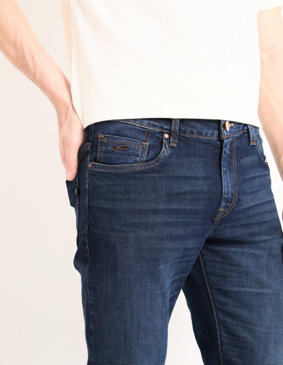 Jeans straight lavado stone wash para hombre 4