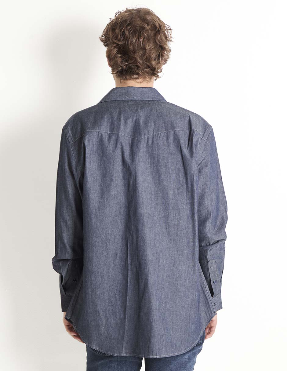 Sobrecamisa casual de mezclilla manga larga para hombre 2