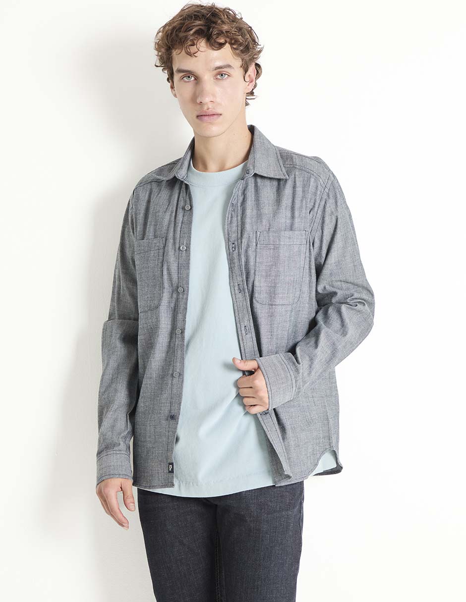 Camisa casual de algodón manga larga para hombre Camisa casual de algodón manga larga para hombre