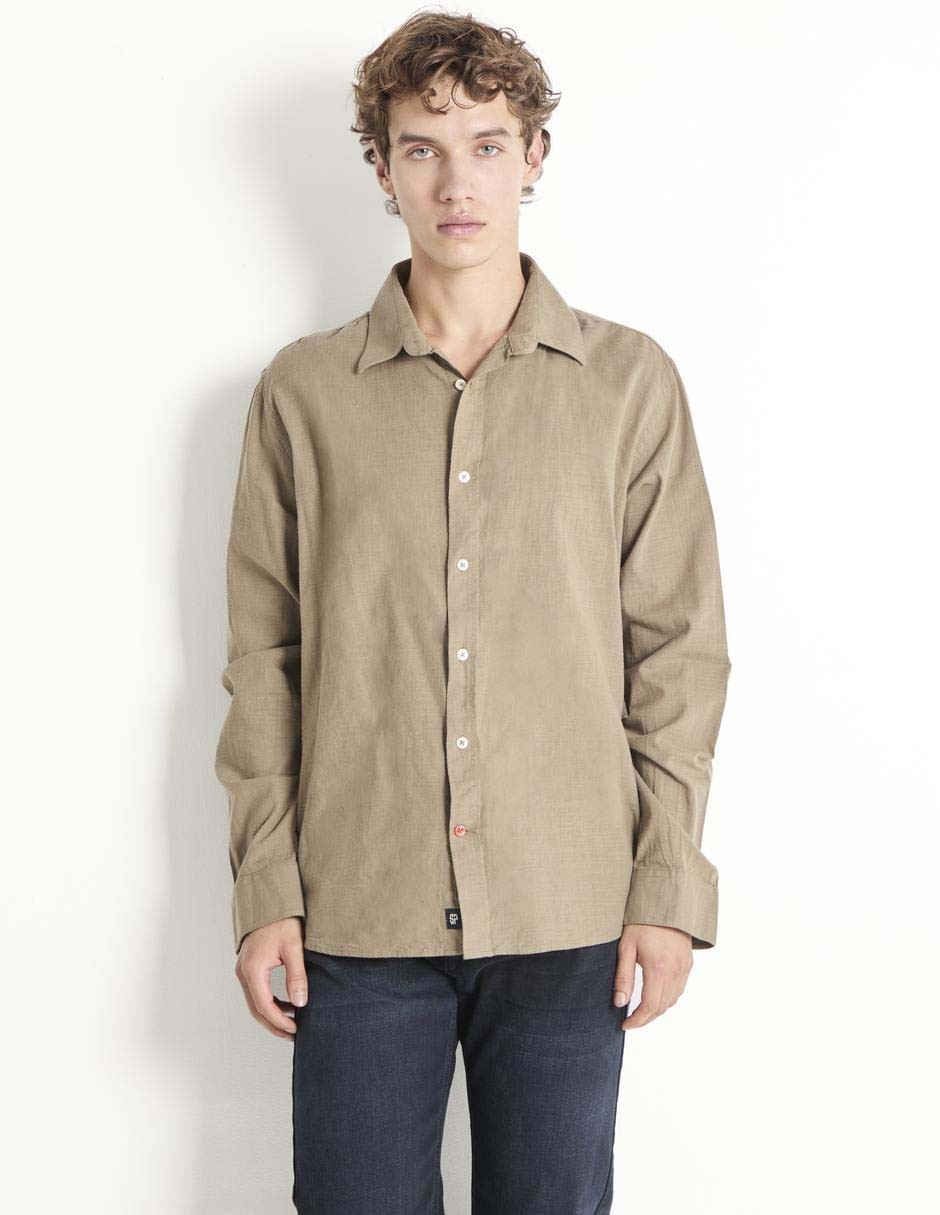 Camisa casual de lino manga larga para hombre Camisa casual de lino manga larga para hombre