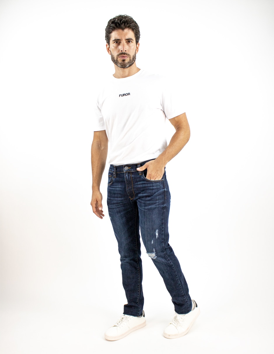Jeans slim deslavado para hombre 3