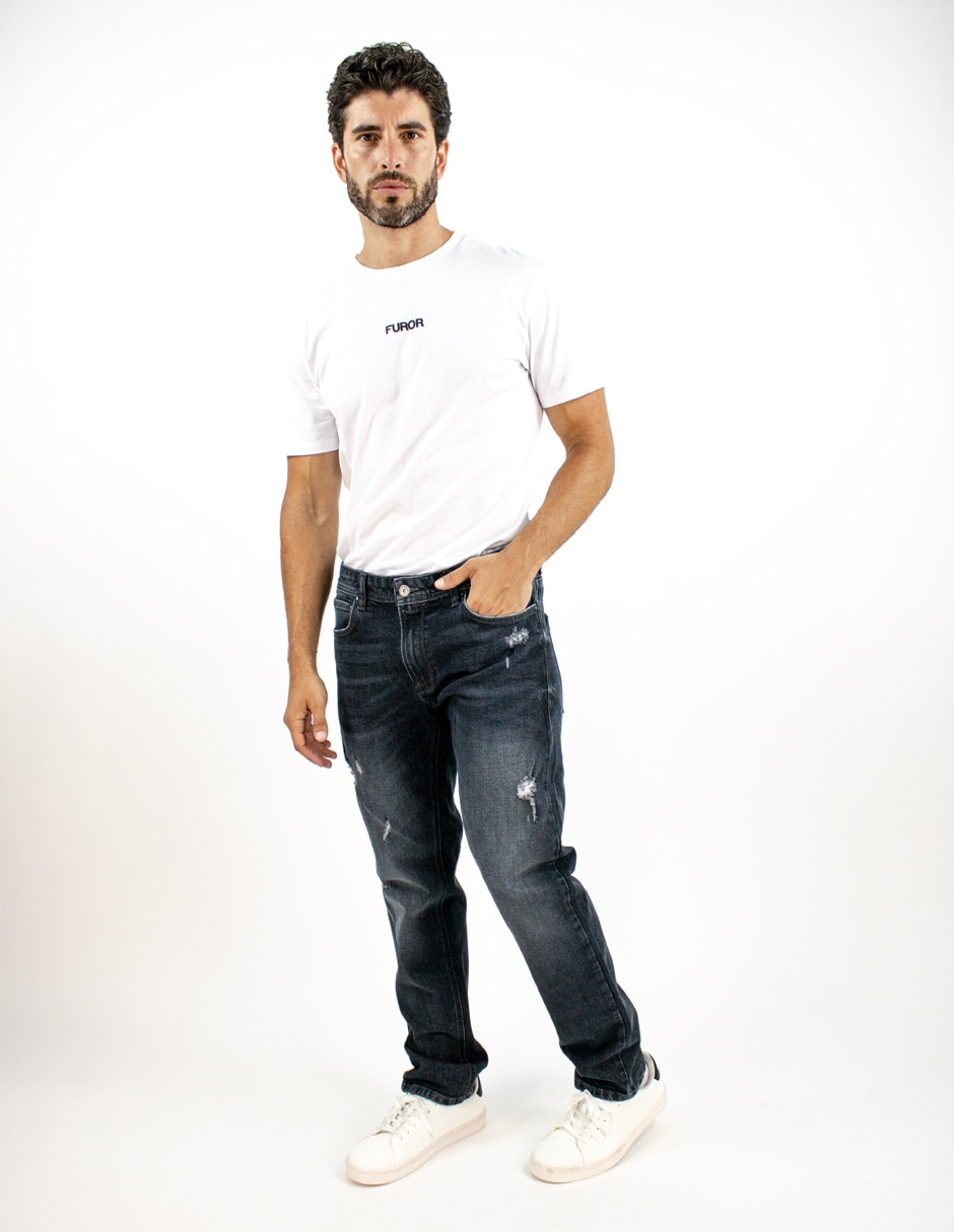 Jeans relaxed slim deslavado para hombre 3