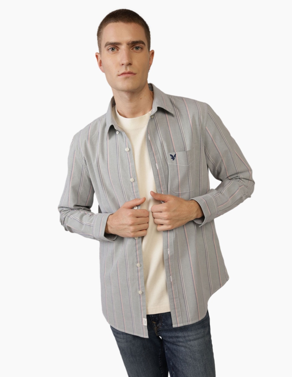 Camisa casual de algodón manga larga para hombre Camisa casual de algodón manga larga para hombre