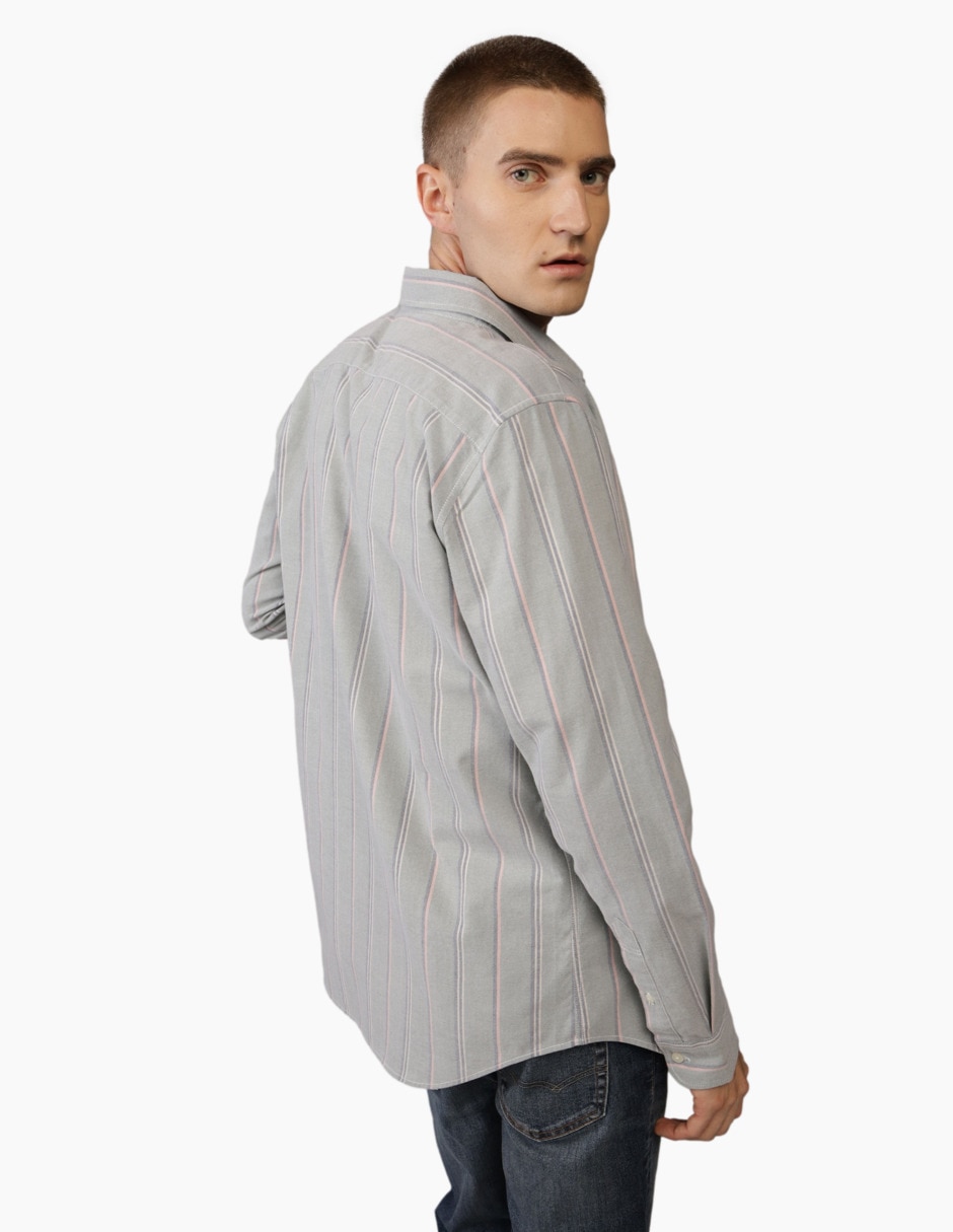 Camisa casual de algodón manga larga para hombre 4
