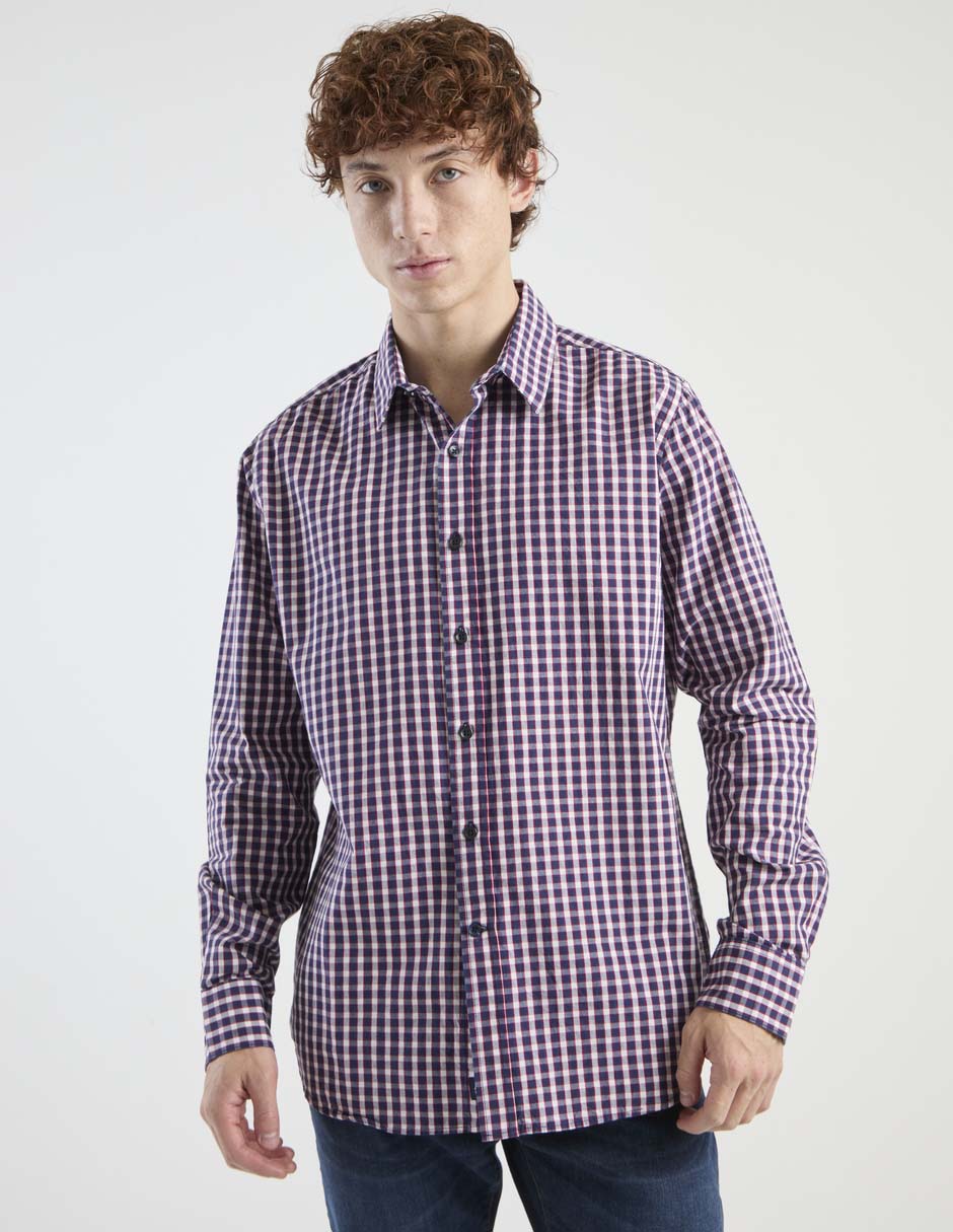 Camisa casual de algodón manga larga para hombre Camisa casual de algodón manga larga para hombre
