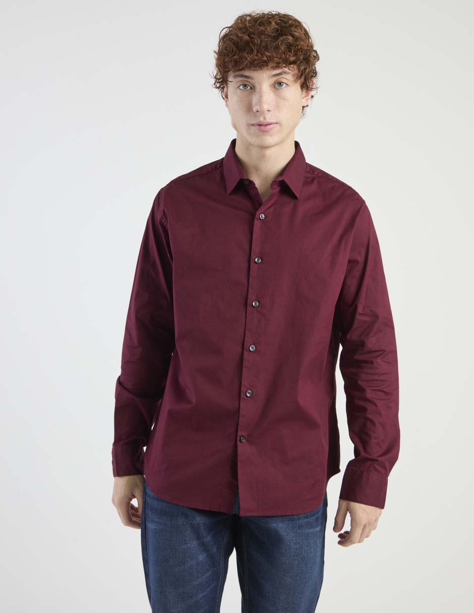Camisa casual de algodón manga larga para hombre