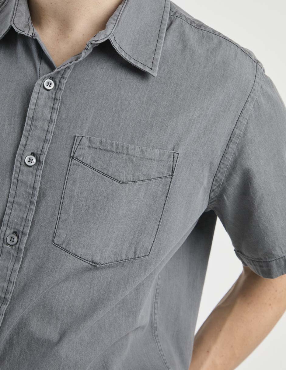 Camisa casual de algodón manga corta para hombre 4