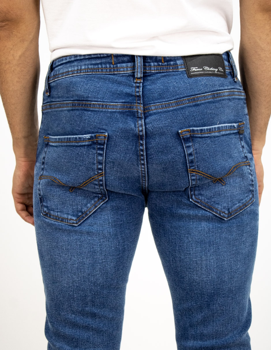 Jeans straigt deslavado para hombre 4