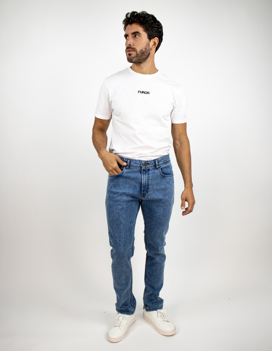Jeans straigt deslavado para hombre 3
