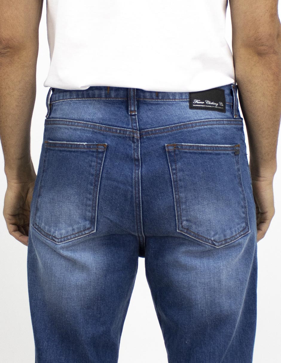 Jeans slim lavado stone wash para hombre 4