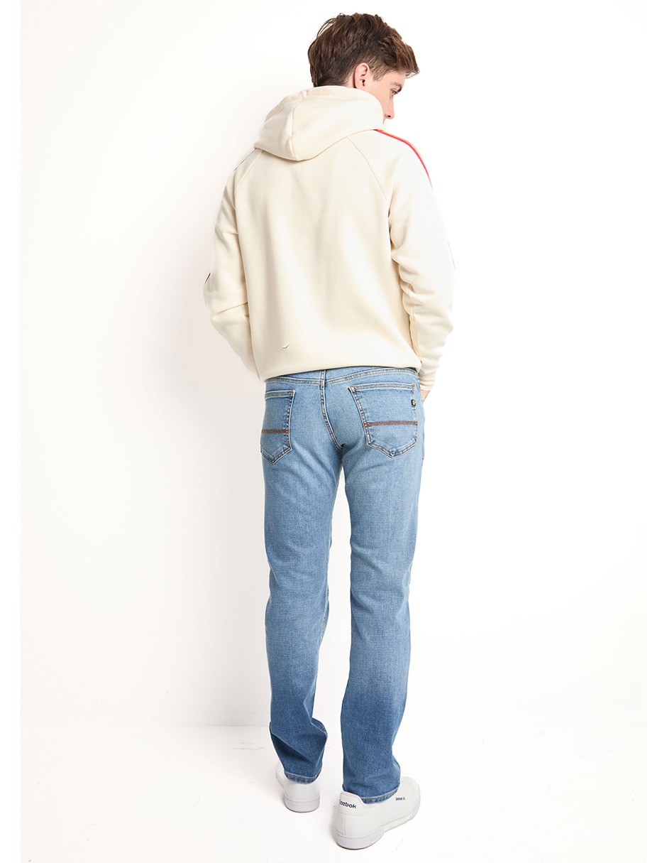 Jeans straight lavado stone wash para hombre 2