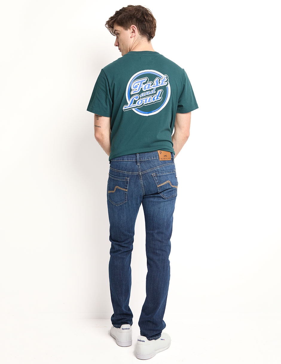 Jeans straight lavado whiskers para hombre 2