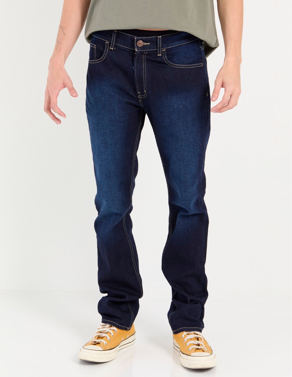 Jeans straight deslavado para hombre 1