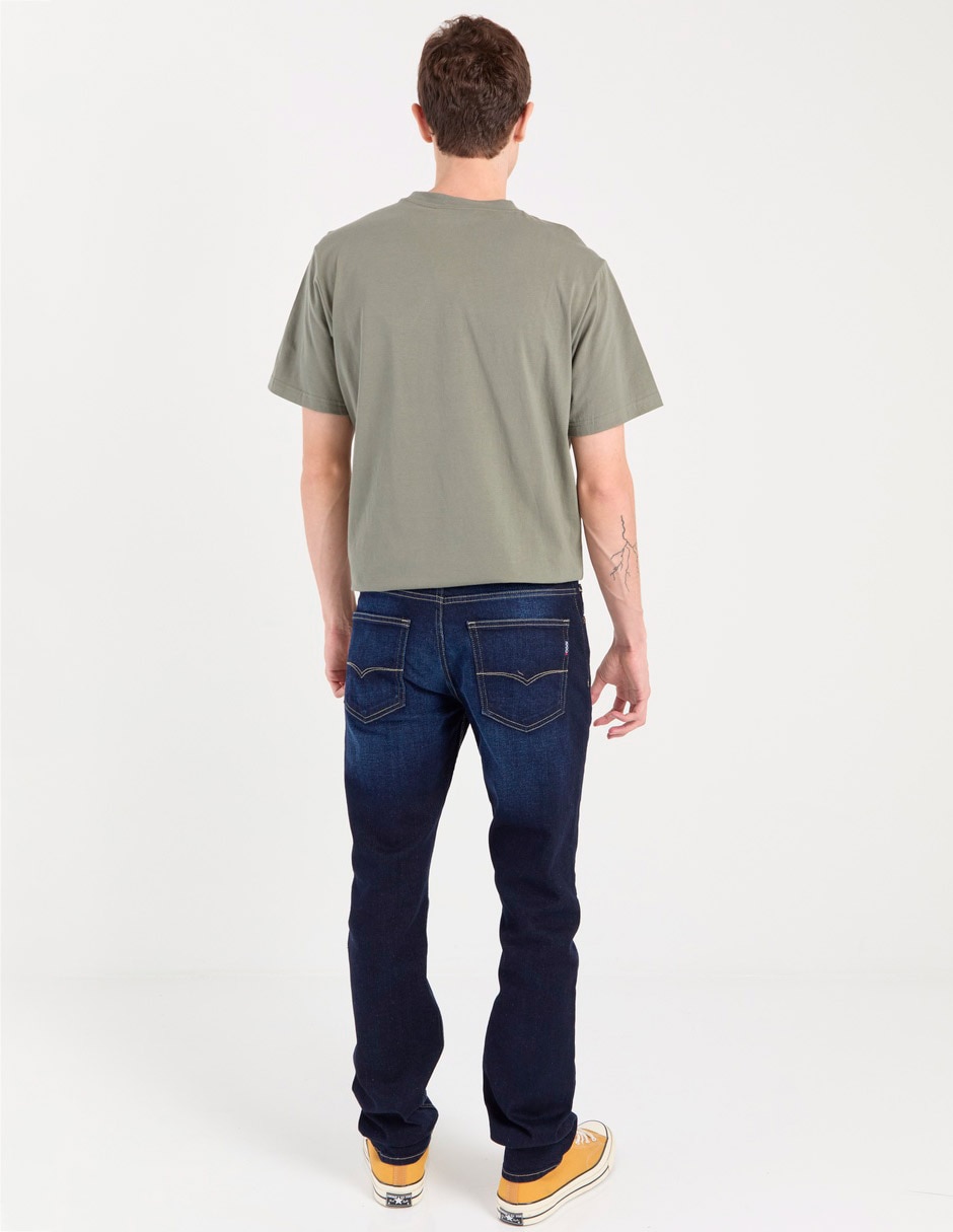 Jeans straight deslavado para hombre 2