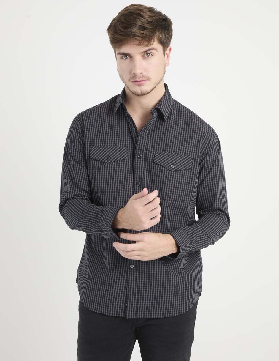 Camisa casual de algodón manga larga para hombre Camisa casual de algodón manga larga para hombre