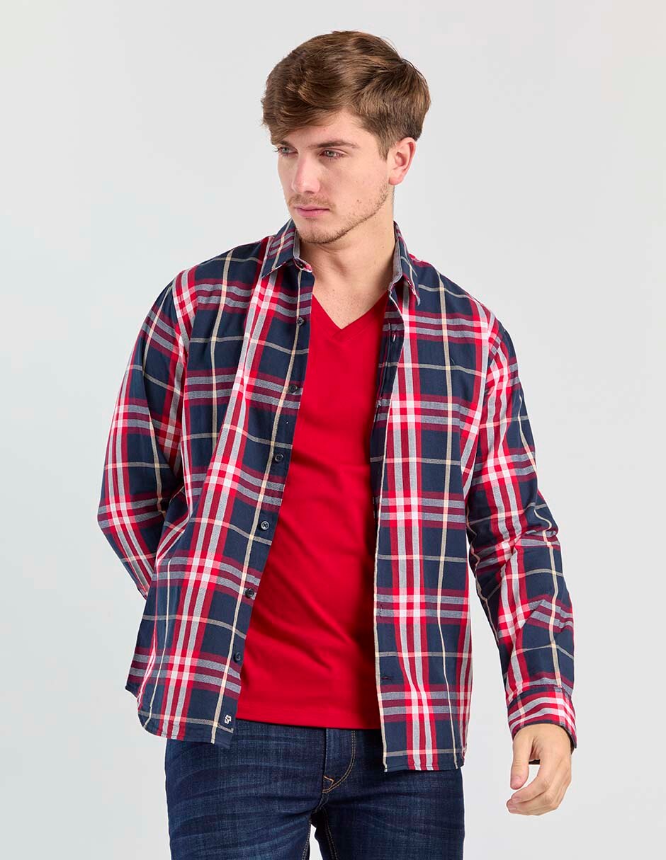 Camisa casual de algodón manga larga para hombre Camisa casual de algodón manga larga para hombre