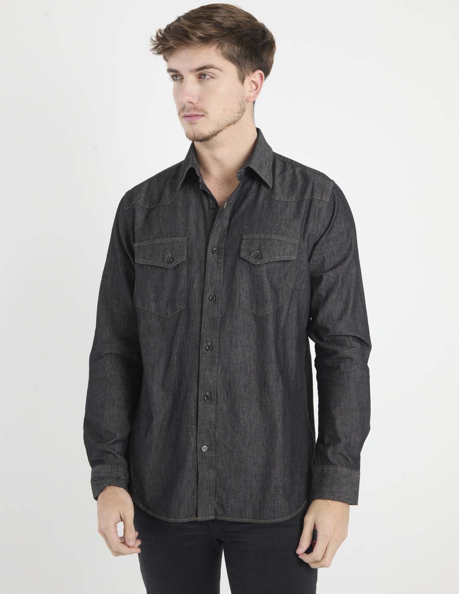 Camisa casual de algodón manga larga para hombre Camisa casual de algodón manga larga para hombre