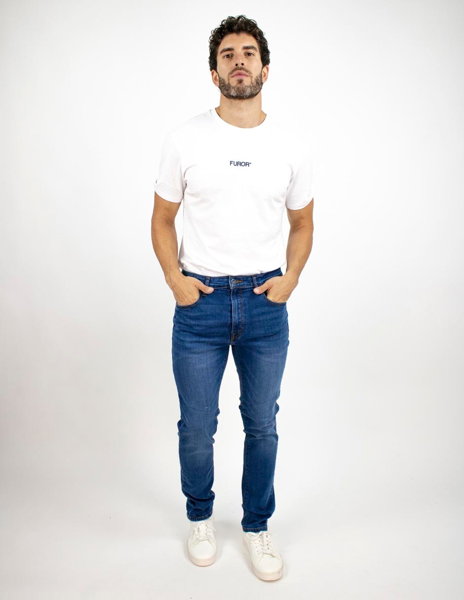 Jeans slim OS deslavado para hombre 3