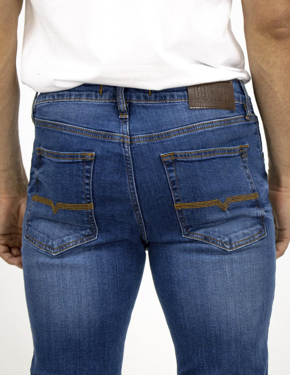Jeans slim OS deslavado para hombre 4