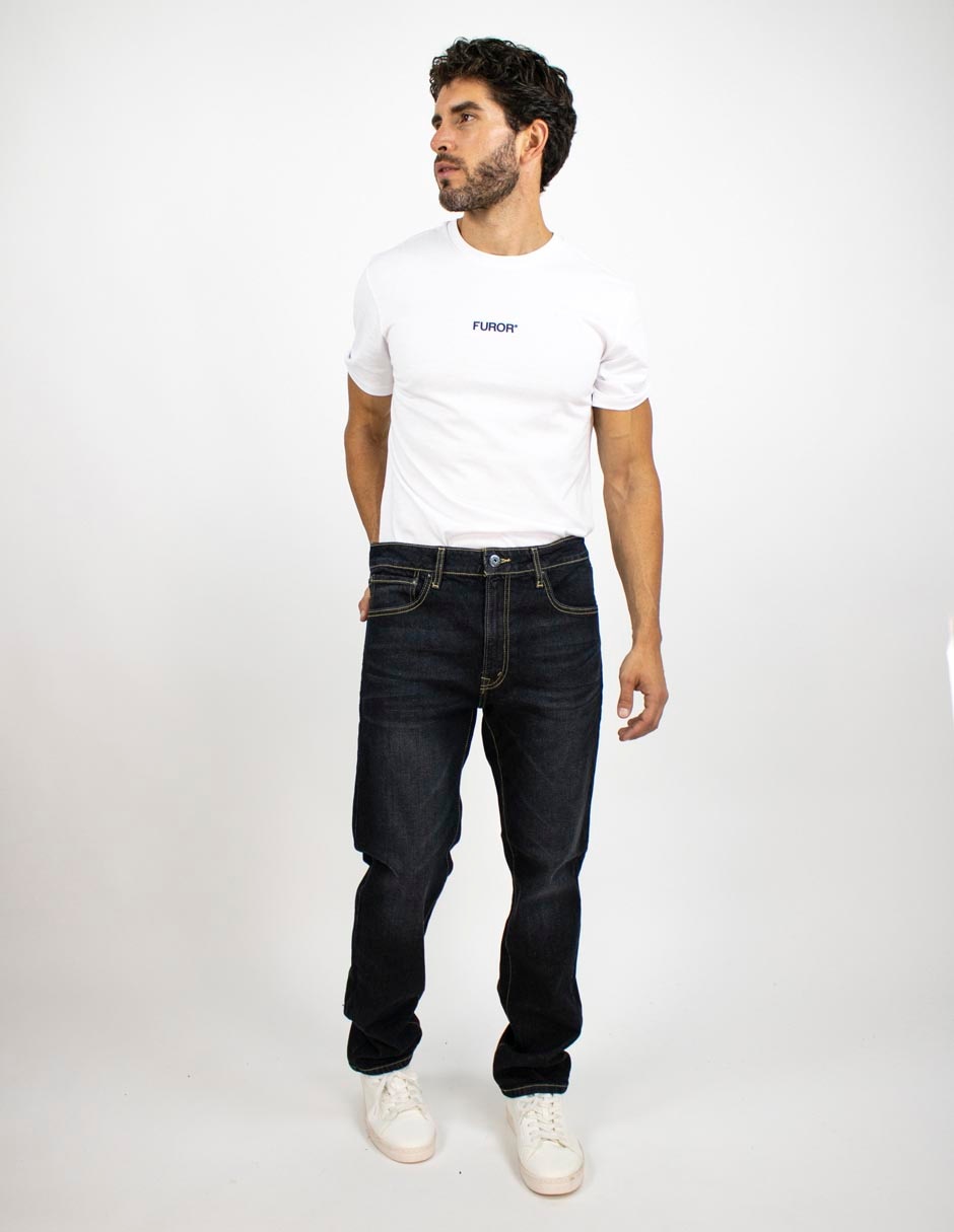 Jeans straight deslavado para hombre 3