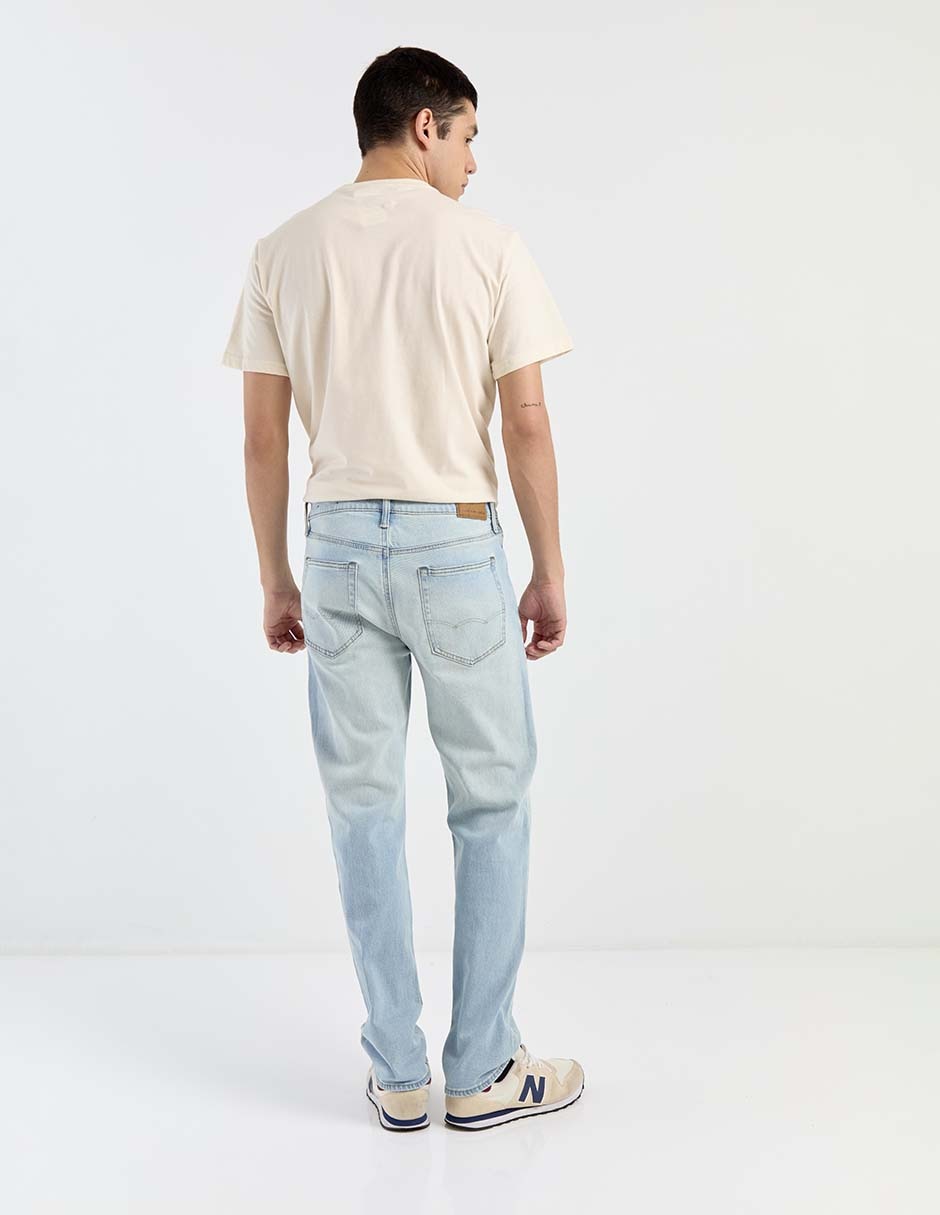 Jeans straight lavado claro para hombre 2