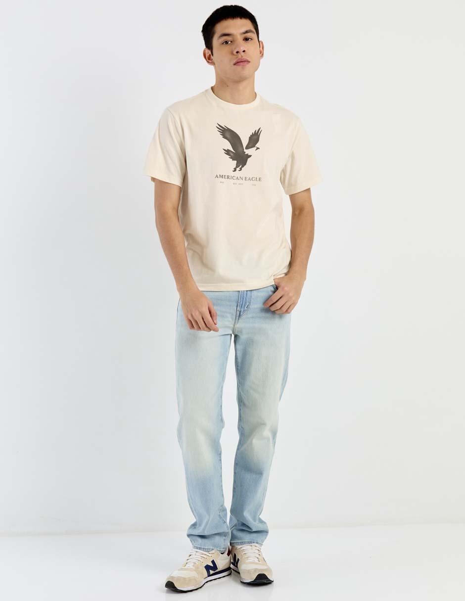 Jeans straight lavado claro para hombre 3