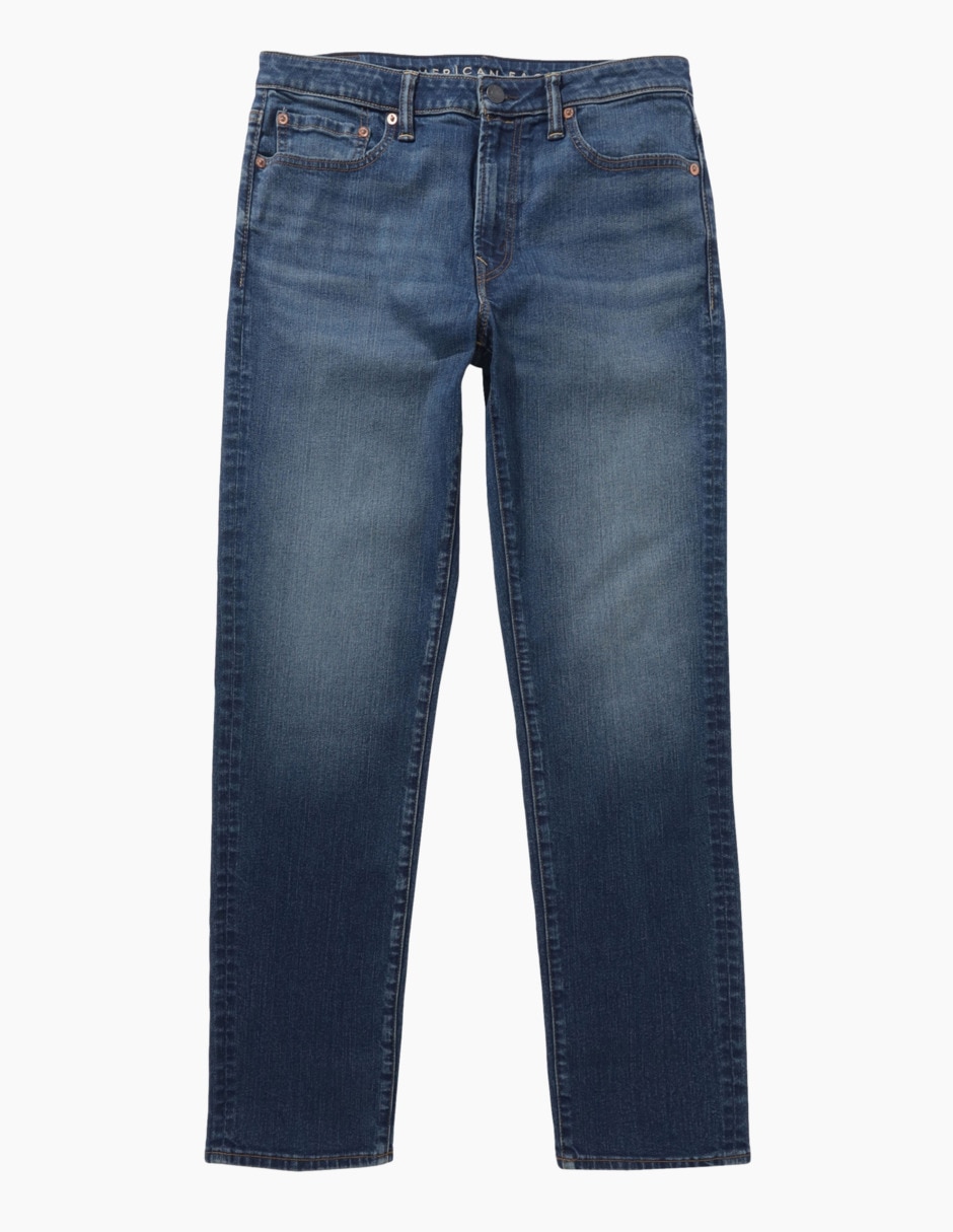 Jeans straight lavado obscuro para hombre 2