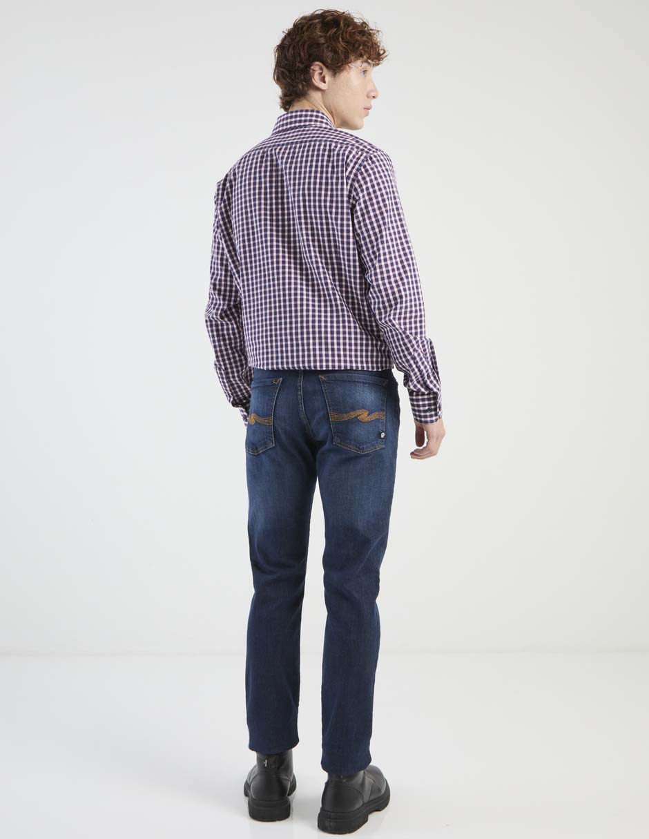 Jeans straight deslavado para hombre 2