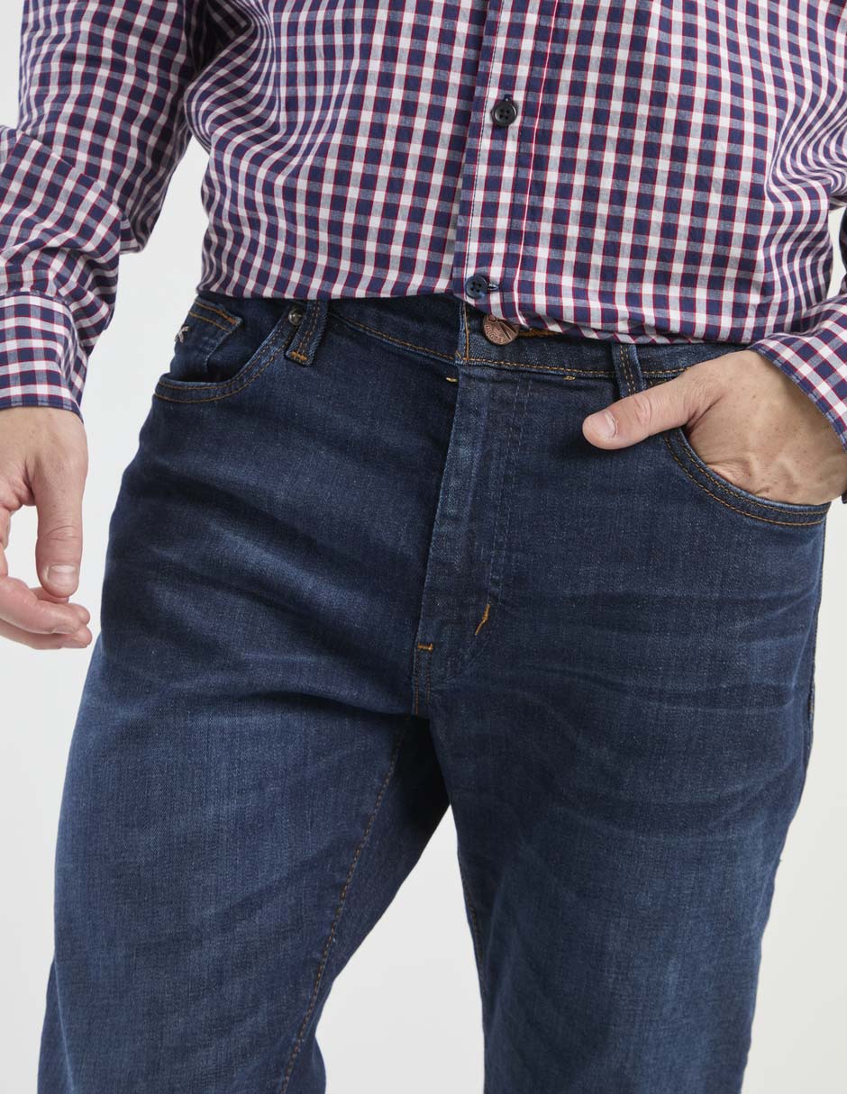 Jeans straight deslavado para hombre 4