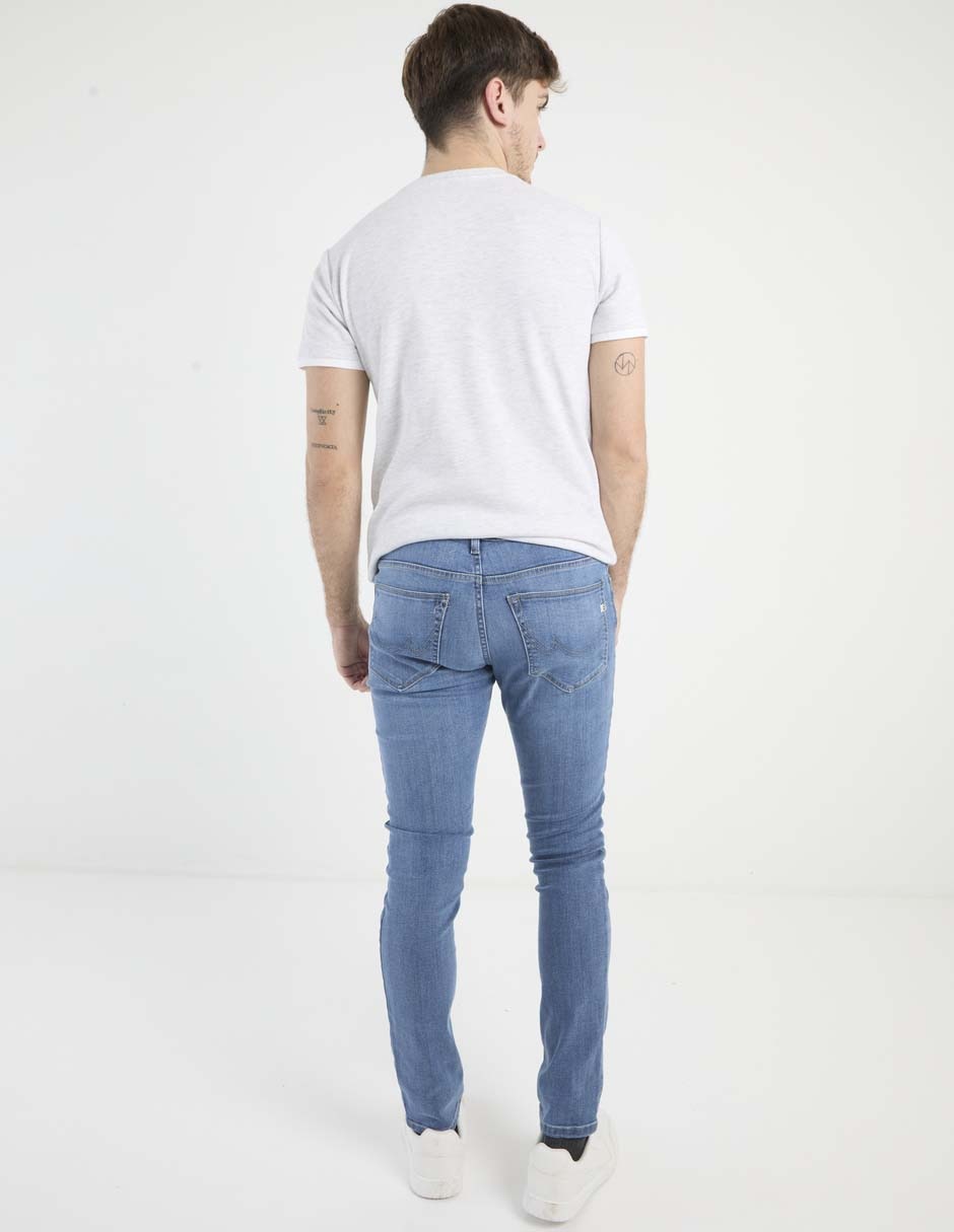 Jeans super skinny stone wash para hombre 2
