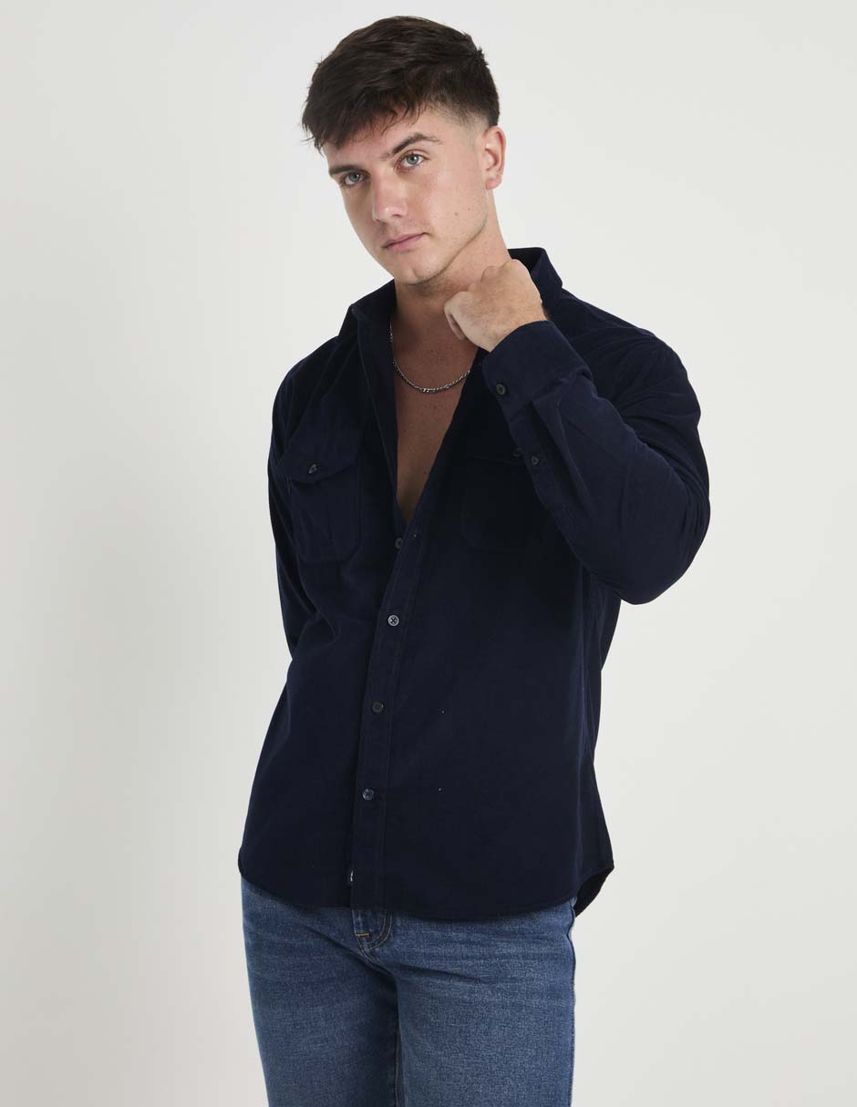 Camisa casual de algodón manga larga para hombre