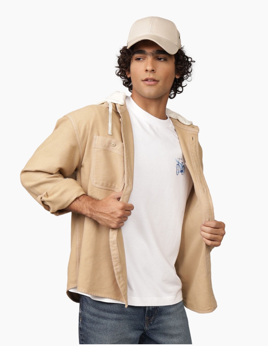 Sobrecamisa casual de algodón manga larga para hombre 1