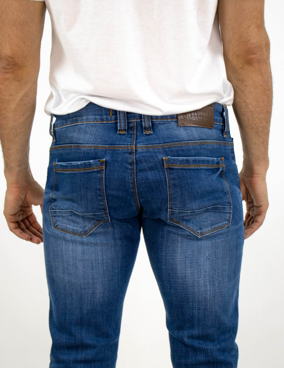 Jeans slim deslavado para hombre 4