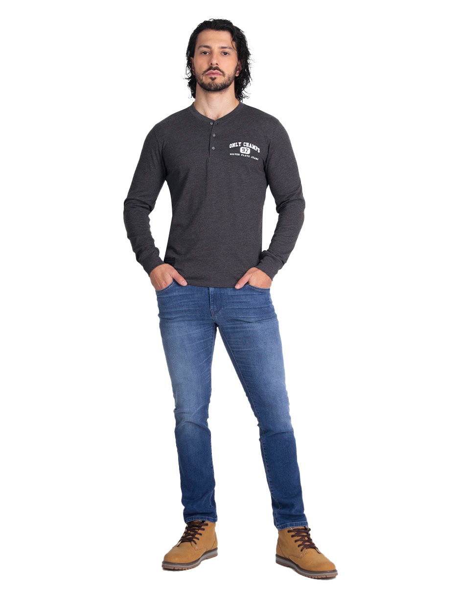 Playera cuello henley para hombre 3