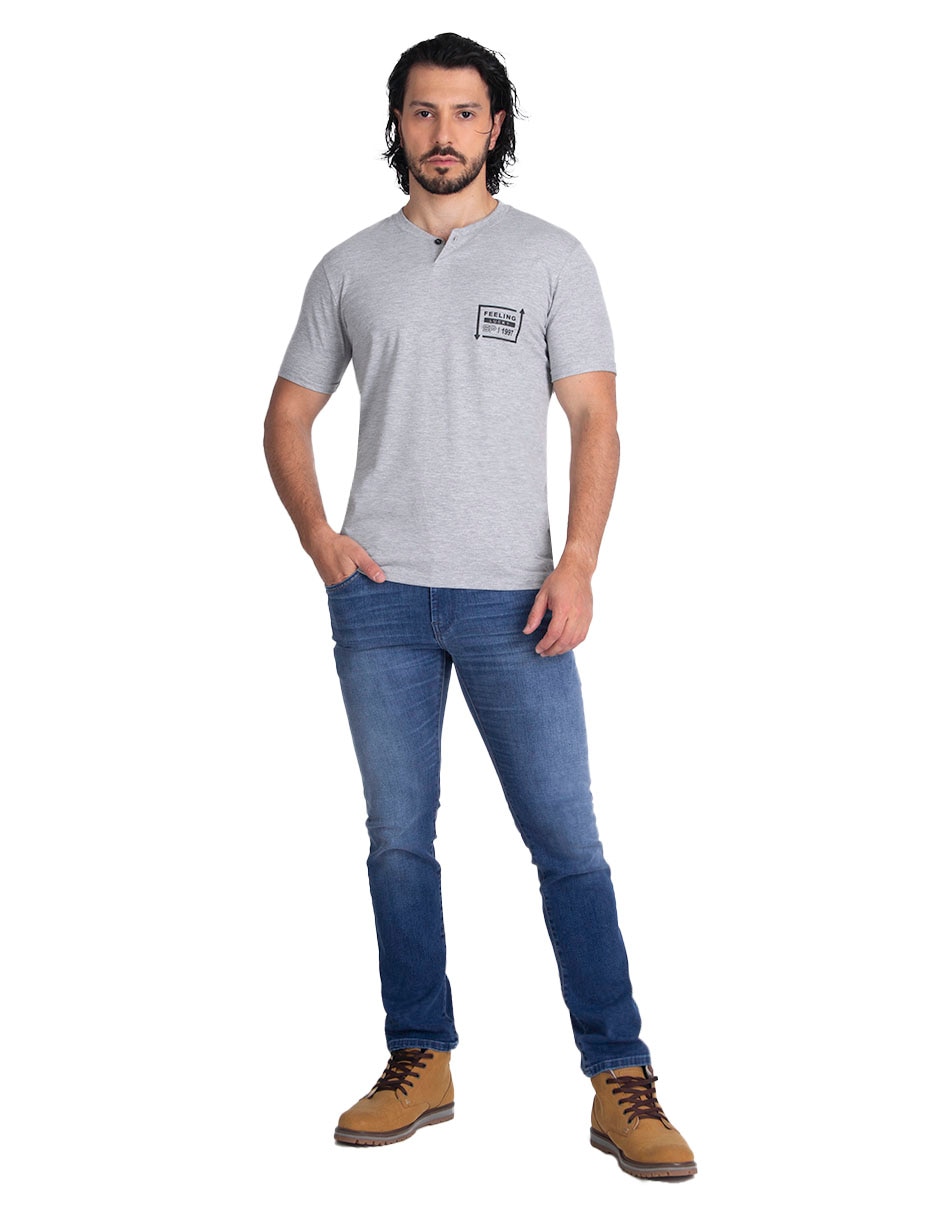 Playera cuello henley para hombre 3