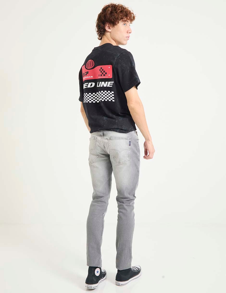 Jeans skinny deslvado para hombre 2