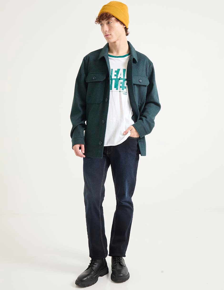 Jeans straight lavado obscuro para hombre 3