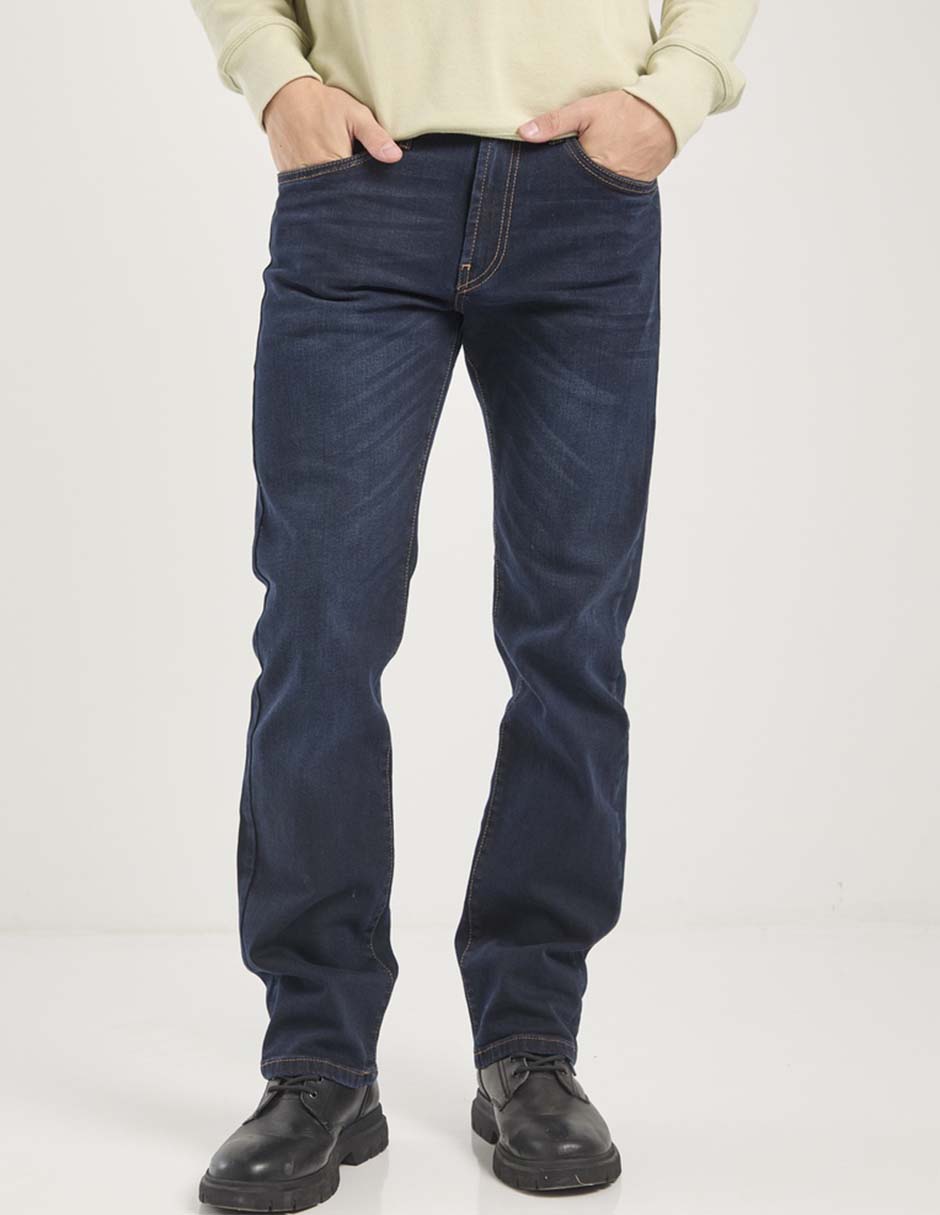 Jeans straight lavado obscuro para hombre