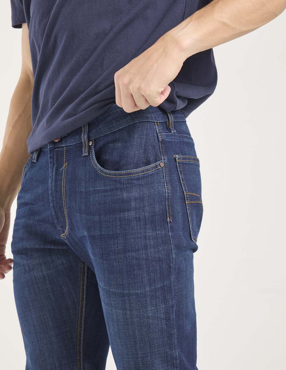 Jeans skinny lavado obscuro para hombre 4