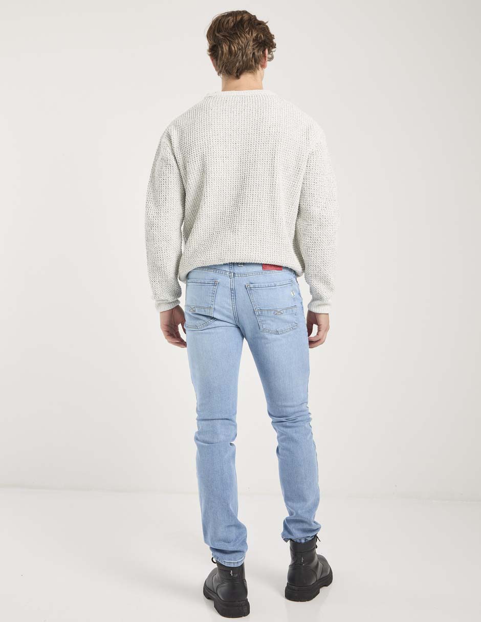 Jeans skinny lavado claro para hombre 2