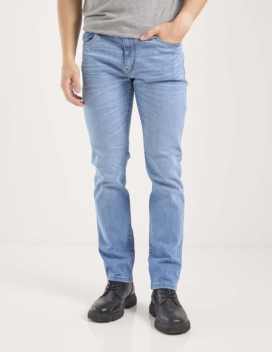 Jeans slim lavado claro para hombre