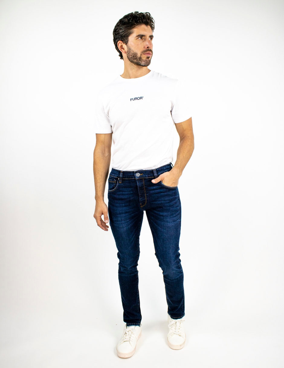 Jeans skinny lavado stone wash para hombre 3