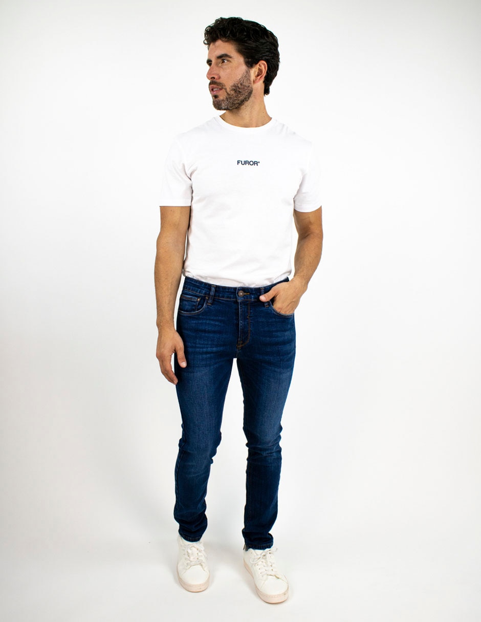 Jeans skinny deslavado para hombre 3