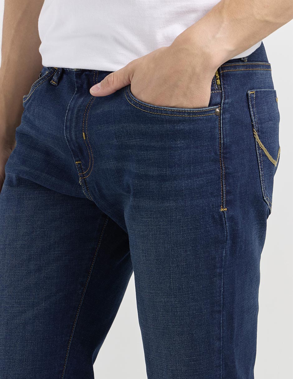 Jeans slim lavado stone wash para hombre 4