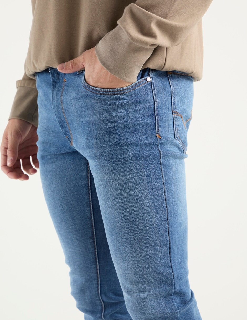 Jeans super skinny lavado stone wash para hombre 4