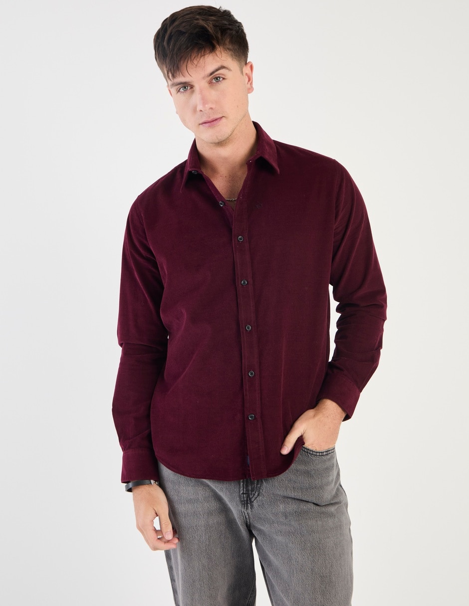 Camisa casual de pana manga larga para hombre Camisa casual de pana manga larga para hombre