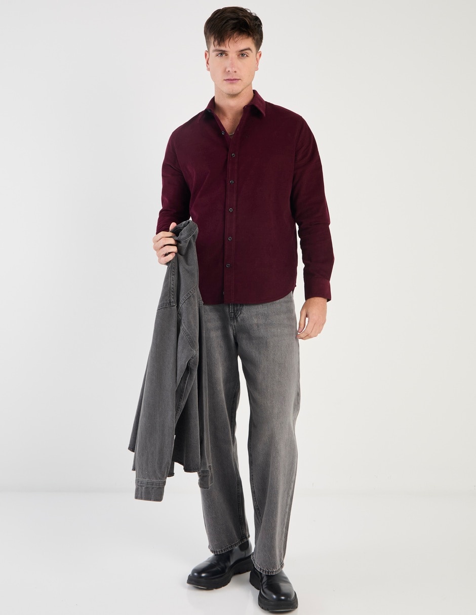Camisa casual de pana manga larga para hombre 3