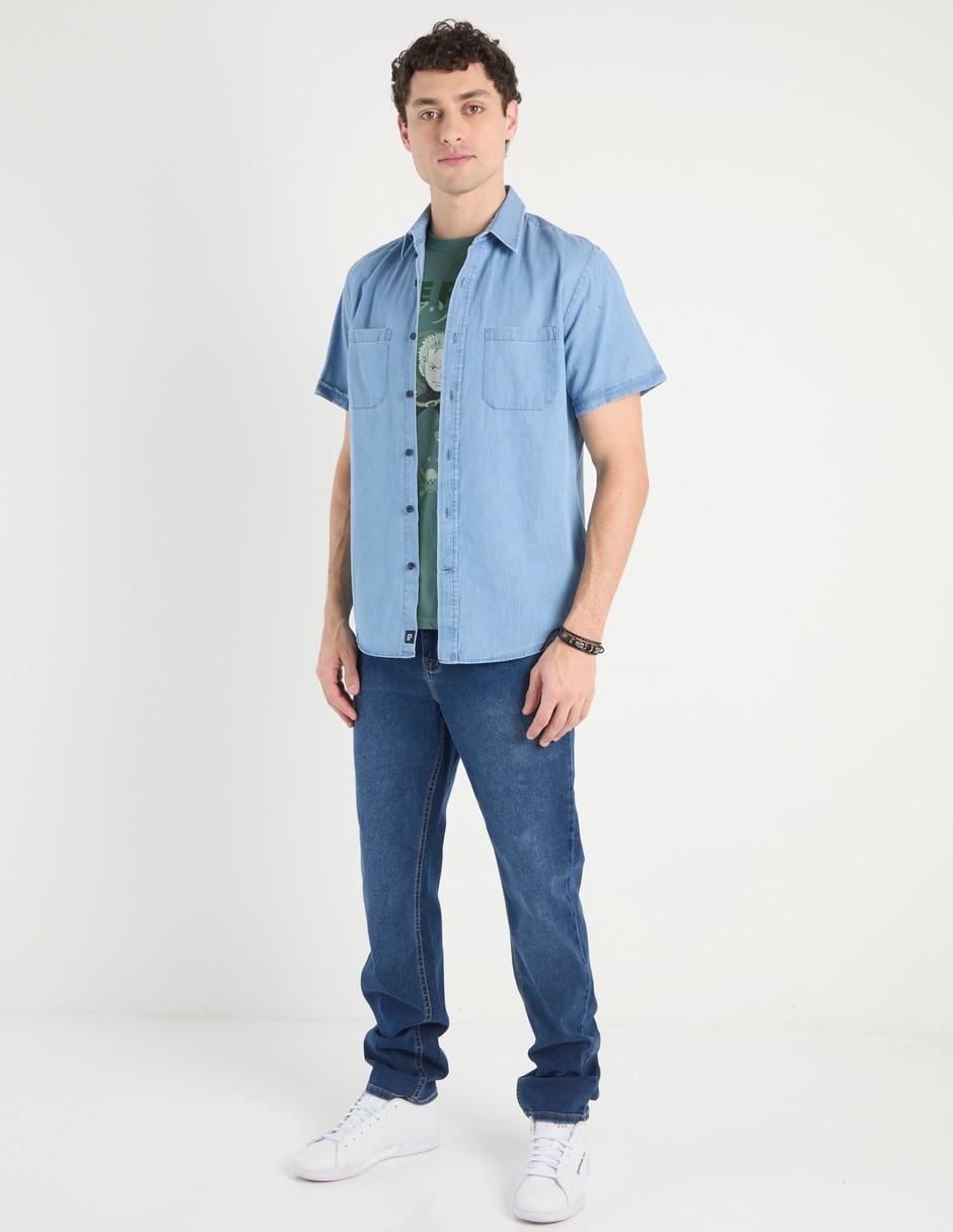 Camisa casual de mezclilla manga corta para hombre 3